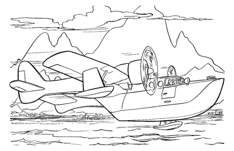 Airplane And Boat  Coloring Page